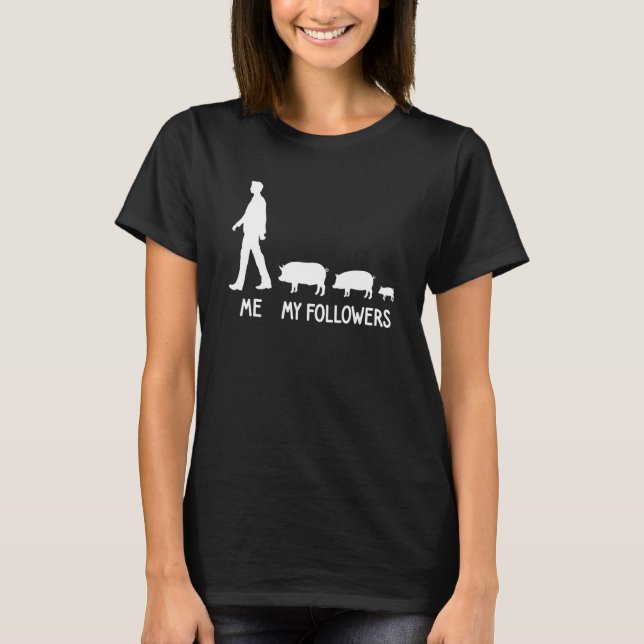 Camiseta Eu Os Meus Seguidores Pig Farmer Suíno Social (Frente)