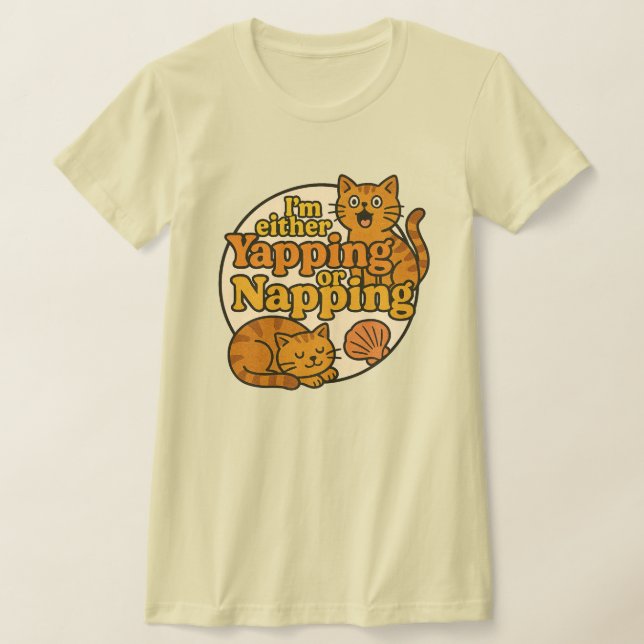 Camiseta Eu ou estou bocejando ou gatinho. (Postura )