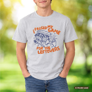 Camiseta Eu Pausar Meu Jogo para os Restos de Ação de Graça