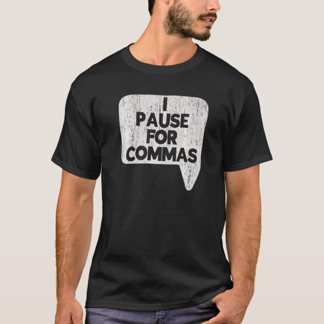 Camiseta Eu Pauso Para Policial De Gramática Da Commas Prof (Frente)