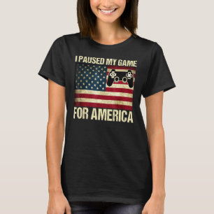 Camiseta Eu Pausou Meu Jogo Pelo 4 De Julho Americano Bande