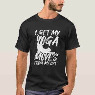 Camiseta Eu Pego Meus Movimentos de Yoga do Meu Gato Feliz