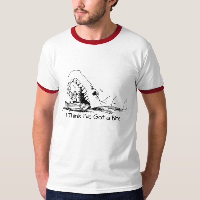 Camiseta Eu penso que I've obteve uma mordida Fishin (Frente)