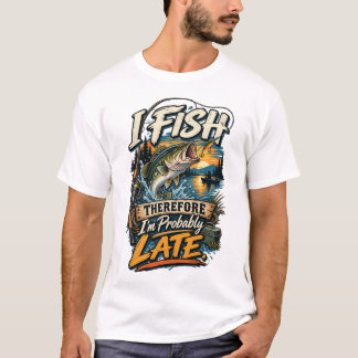 Camiseta Eu Pesco, Portanto Estou Provavelmente Atrasado