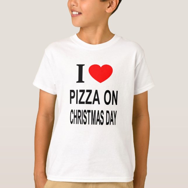 CAMISETA EU ❤️ PIZZA NO DIA DO NATAL EU AMO PIZZA NO CRISTO (Frente)