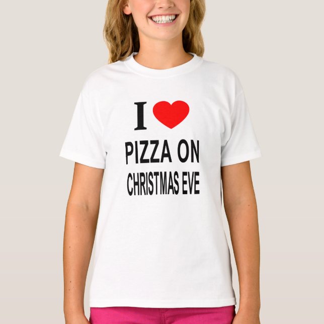 CAMISETA EU ❤️ PIZZA NO NATAL, EVENTO QUE AMO PIZZA NO CRIS (Frente)