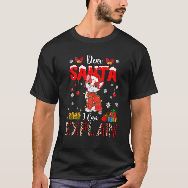 Camiseta Eu Posso Explicar Luzes de Natal Leopardo Xadrez S (Frente)