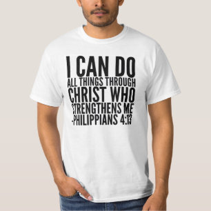 CAMISETA EU POSSO FAZER TODAS AS COISAS ATRAVÉS DO T-SHIRT