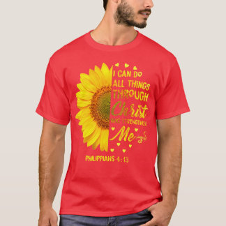 Camiseta Eu Posso Fazer Tudo Através Da Cristo Daisy Flower