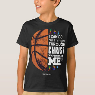 Camiseta Eu Posso Fazer Tudo Através Do Cristo De Basquete