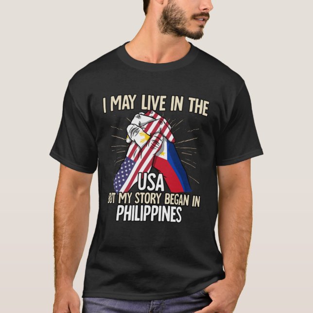 Camiseta Eu Posso Viver Nos Eua Mas Minha História Começou  (Frente)