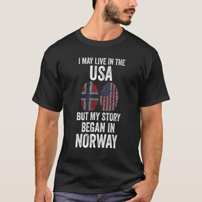 Camiseta Eu posso viver nos EUA mas minha história começou  (Frente)