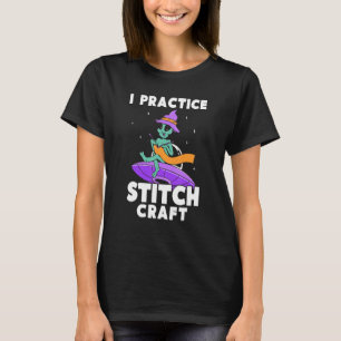 Camiseta Eu pratico tricô de Artesanato tricotando tricô de
