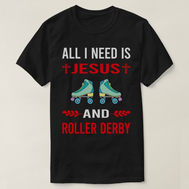 Camiseta Eu Preciso De Jesus E Roller Derby Skating Skate S (Frente do Design)