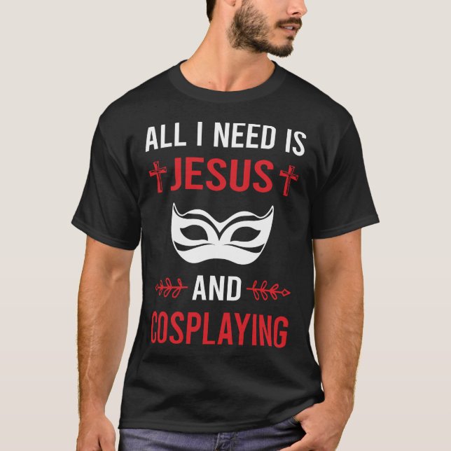 Camiseta Eu Preciso de Jesus fazendo Cosplay Cosplay Cospla (Frente)
