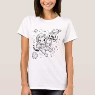 Camiseta Eu Preciso de Mais Espaço Gato Astronauta Engraçad