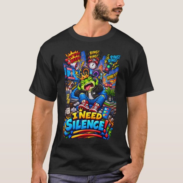 Camiseta EU PRECISO DE SILÊNCIO – Sapo Engraçado (Frente)