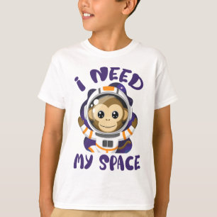 Camiseta Eu Preciso do Meu Macaco Astronauta Infantil Espac