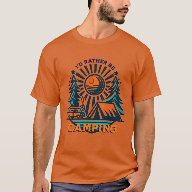 Camiseta Eu Preferencialmente acampar Vibes Vintage (Frente)