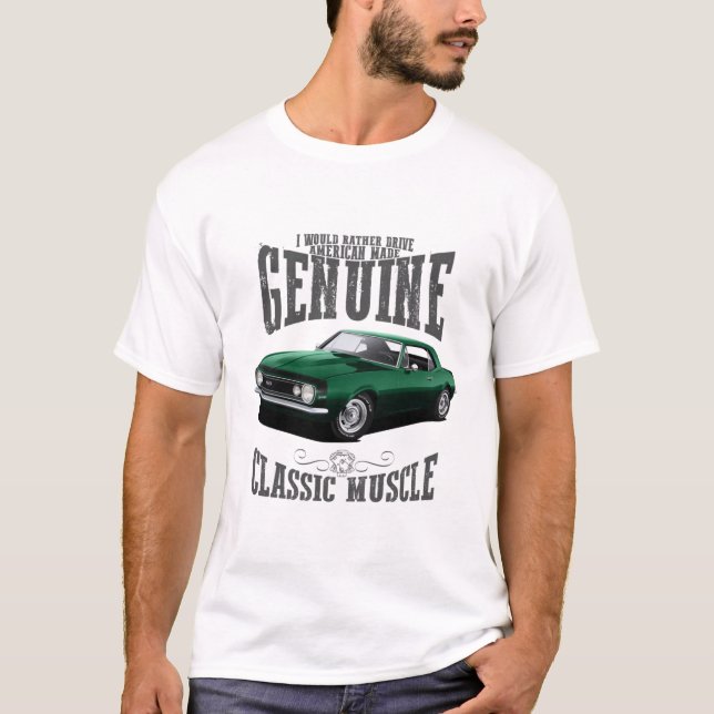 Camiseta Eu Preferencialmente dirigiria um Camaro Verde (Frente)