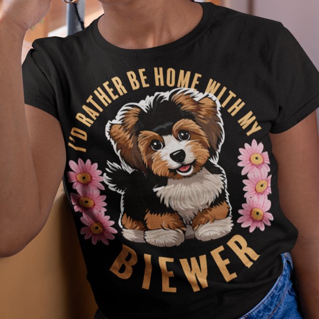 Camiseta Eu preferencialmente em casa com meu Biewer Terrri (Criador carregado)