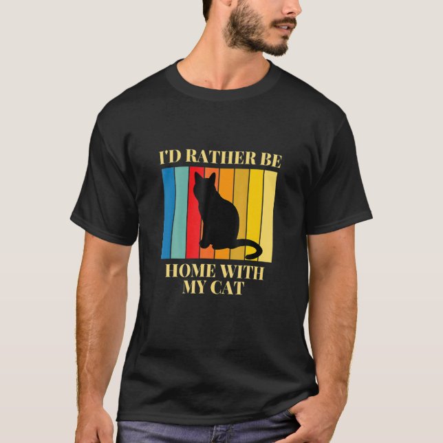 Camiseta Eu Preferencialmente Em Casa Com Meu Gato (Frente)