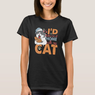 Camiseta Eu Preferencialmente Em Casa Com Meu Gato Sonolent