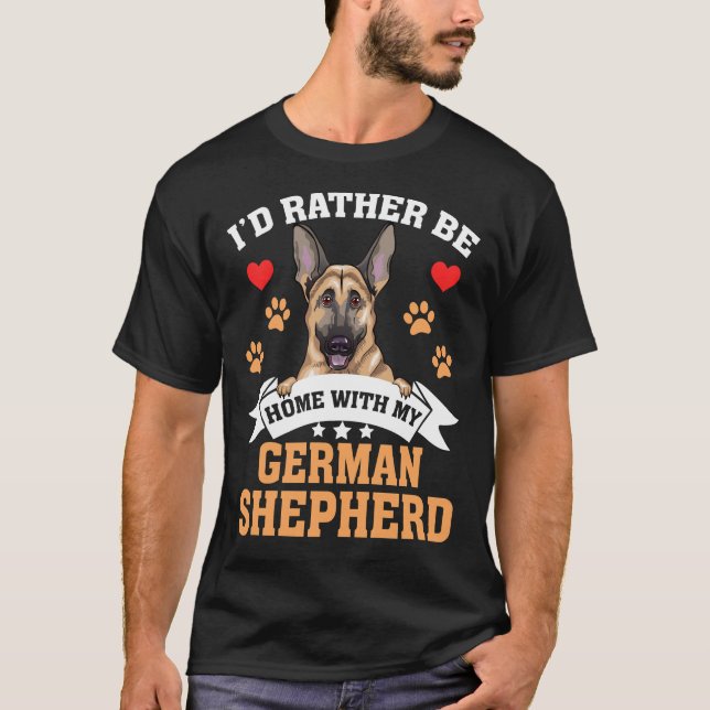 Camiseta Eu Preferencialmente Em Casa Com Meu German shephe (Frente)