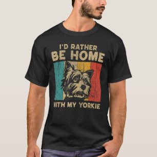 Camiseta Eu Preferencialmente em casa com meu Yorkie Vintag