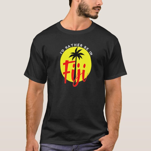 Camiseta Eu Preferencialmente em Fiji - Férias de praia Blu (Frente)