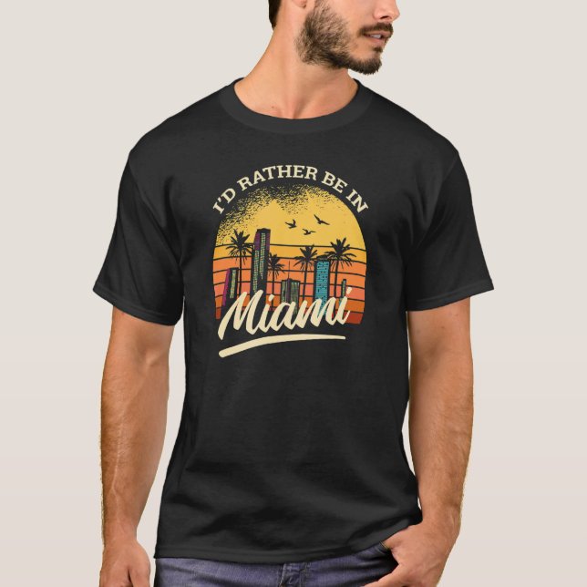 Camiseta Eu preferencialmente estar em Miami retro. (Frente)