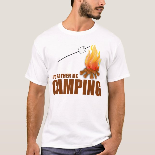 Camiseta Eu PREFERENCIALMENTE ESTARIA ACAMPANDO (Frente)