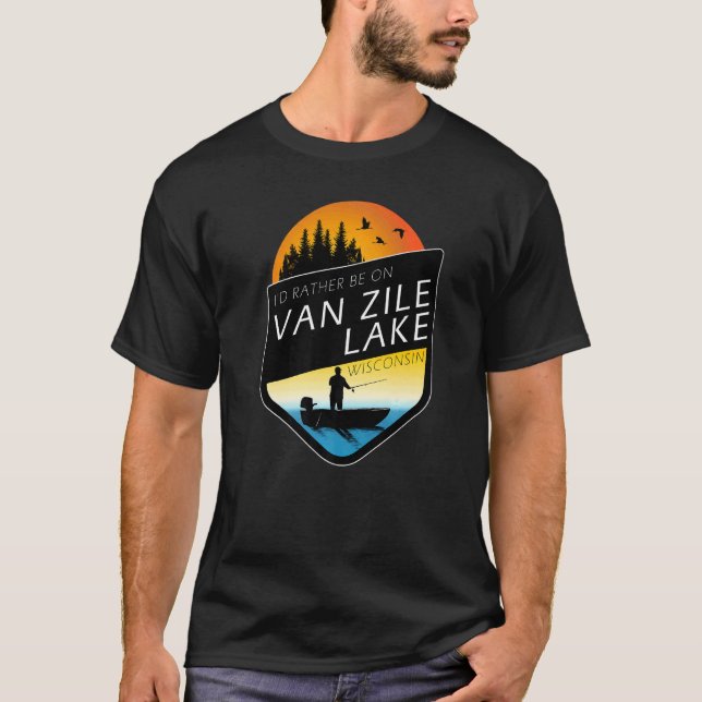 Camiseta Eu Preferencialmente Estaria Em Van Zile Lake Wisc (Frente)