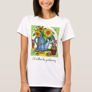 Camiseta Eu preferencialmente jardinagem. T-Shirt floral bo