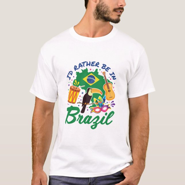 Camiseta Eu Preferencialmente no Brasil Viagem Souvenir (Frente)