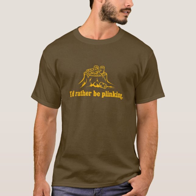 Camiseta Eu preferencialmente seria Plinking - amarelo/ouro (Frente)