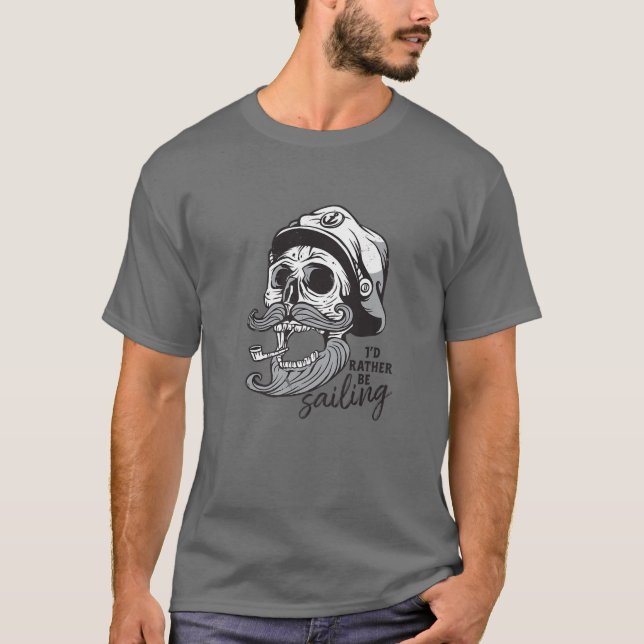 Camiseta Eu Preferencialmente Velejando Skeleton Sailor Hal (Frente)