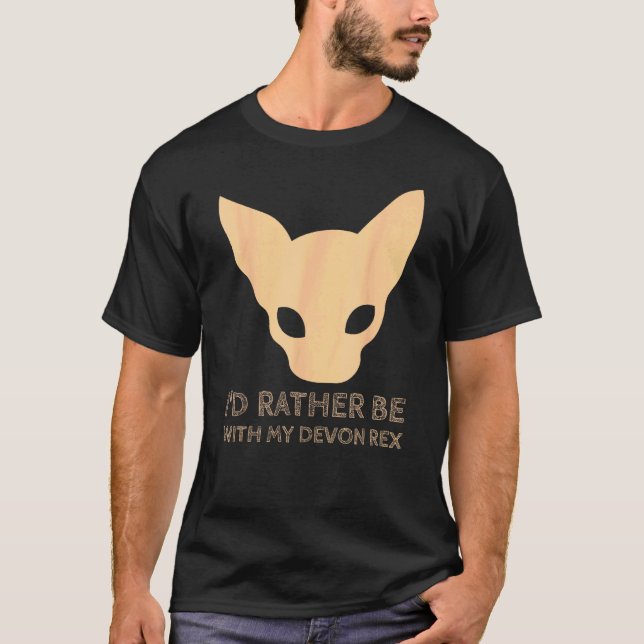Camiseta Eu Preferiria Com o Meu Gato Devon Rex (Frente)