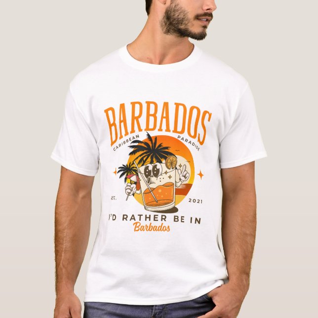 Camiseta Eu preferiria estar em Barbados (Frente)