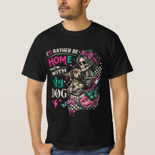 Camiseta Eu Preferiria Estar em Casa Com Meu Cachorro 