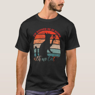 Camiseta Eu Preferiria Estar Em Casa Com Meu Gato Gato Ga