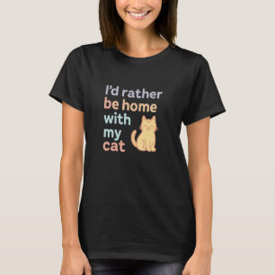Camiseta Eu Preferiria Estar em Casa com Meu Gato Pastel S