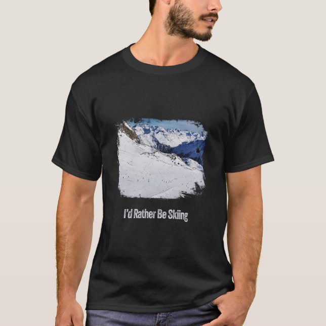 Camiseta Eu Preferiria Estar Esquiando - Presente Vintage P (Frente)