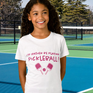 Camiseta Eu Preferiria Estar Jogando Pickleball Fofo Rosa F