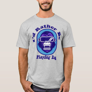 Camiseta Eu Preferiria Estar Jogando Tag Gorilla Monke Joga