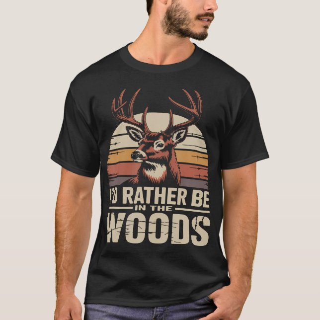 Camiseta Eu Preferiria Estar Na Floresta Veado (Frente)