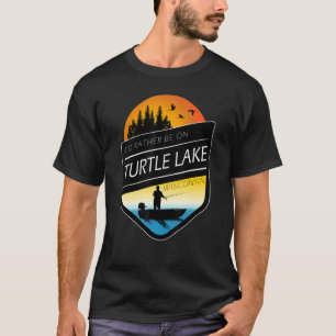 Camiseta Eu Preferiria Estar No Turtle Lake Wisconsin Pesca