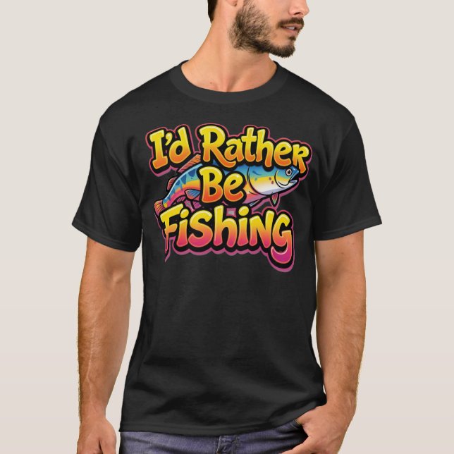 Camiseta Eu Preferiria Estar Pescando Arco-Íris (Frente)