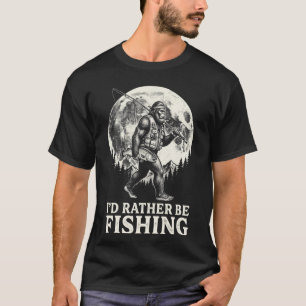 Camiseta Eu Preferiria Estar Pescando Bigfoot Vintage Anos