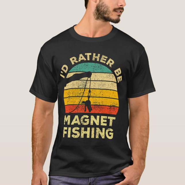 Camiseta Eu Preferiria Estar Pescando com Ímã Presente Vint (Frente)